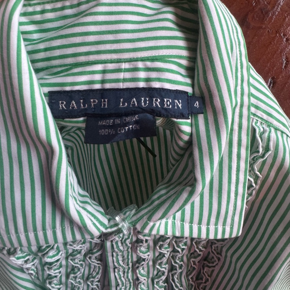 Ralph Lauren Mint Striped Dress Shirt - Picture 9 of 10